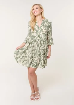 Blue Vanilla Khaki Ric Rac Smock Shirt Dress