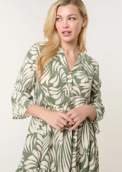 Blue Vanilla Khaki Ric Rac Smock Shirt Dress