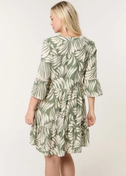 Blue Vanilla Khaki Ric Rac Smock Shirt Dress