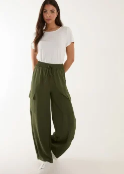 Blue Vanilla Khaki Wide Leg Combat Trousers