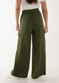 Blue Vanilla Khaki Wide Leg Combat Trousers