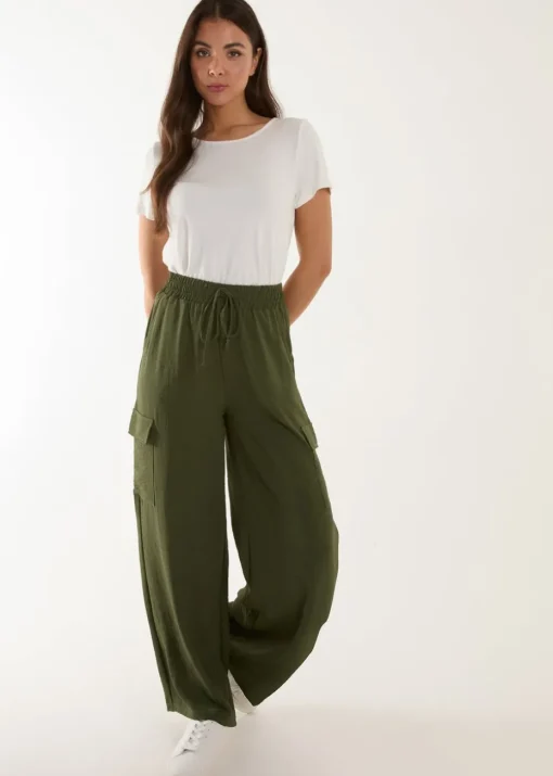 Blue Vanilla Khaki Wide Leg Combat Trousers