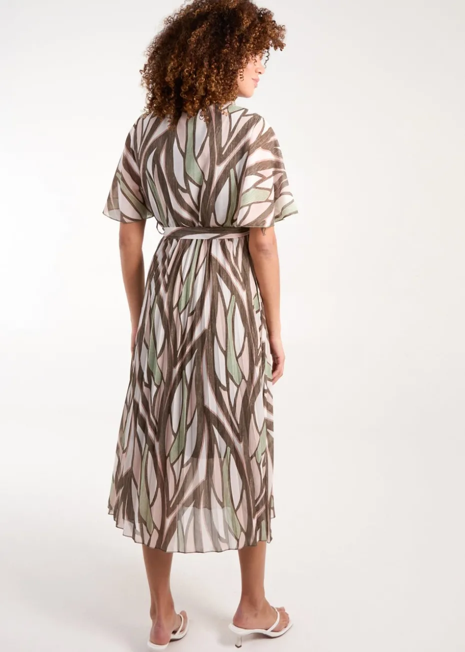 Blue Vanilla Khaki Wrap Over Pleat Dress