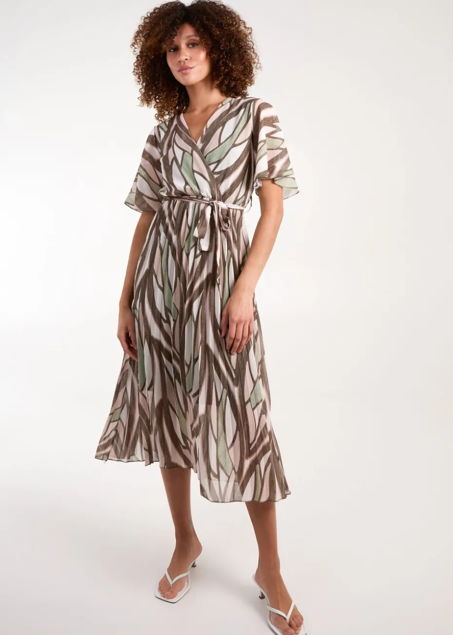 Blue Vanilla Khaki Wrap Over Pleat Dress