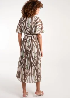 Blue Vanilla Khaki Wrap Over Pleat Dress