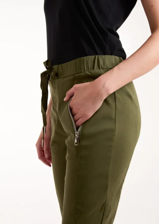 Blue Vanilla Khaki Zip Drawstring Trousers