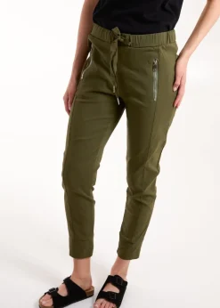 Blue Vanilla Khaki Zip Drawstring Trousers