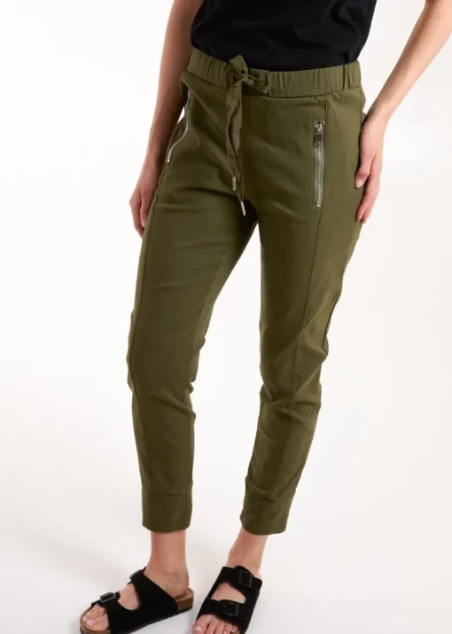 Blue Vanilla Khaki Zip Drawstring Trousers