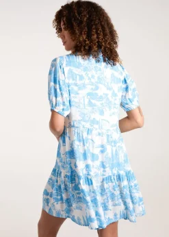 Blue Vanilla Light Blue Mini Smock Shirt Dress