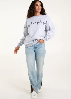 Blue Vanilla Light Grey Los Angeles Slogan Sweatshirt