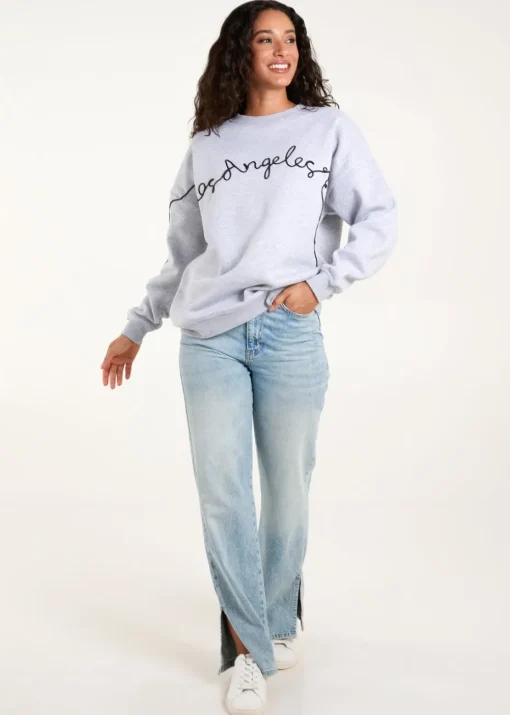 Blue Vanilla Light Grey Los Angeles Slogan Sweatshirt