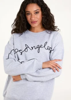 Blue Vanilla Light Grey Los Angeles Slogan Sweatshirt