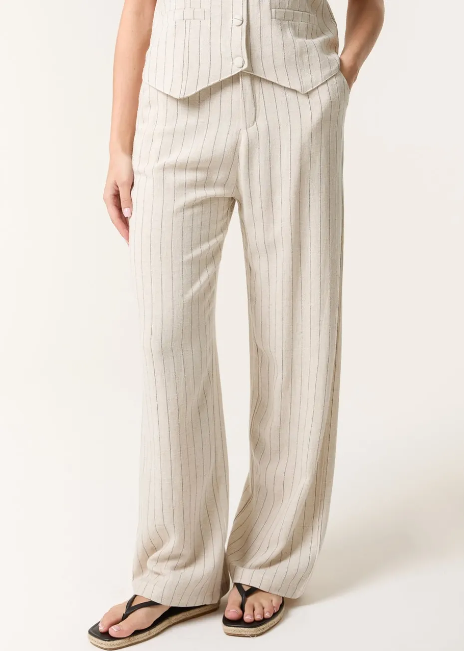 Blue Vanilla Linen Pinstripe Drawstring Trousers