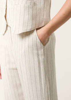 Blue Vanilla Linen Pinstripe Drawstring Trousers