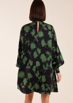 Blue Vanilla Midnight Blue Abstract High Neck Keyhole Shift Dress