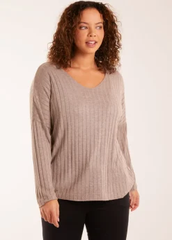 Blue Vanilla Mocha V-Neck Ribbed Jumper