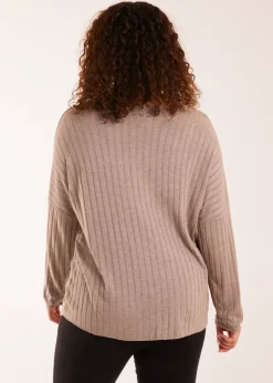 Blue Vanilla Mocha V-Neck Ribbed Jumper