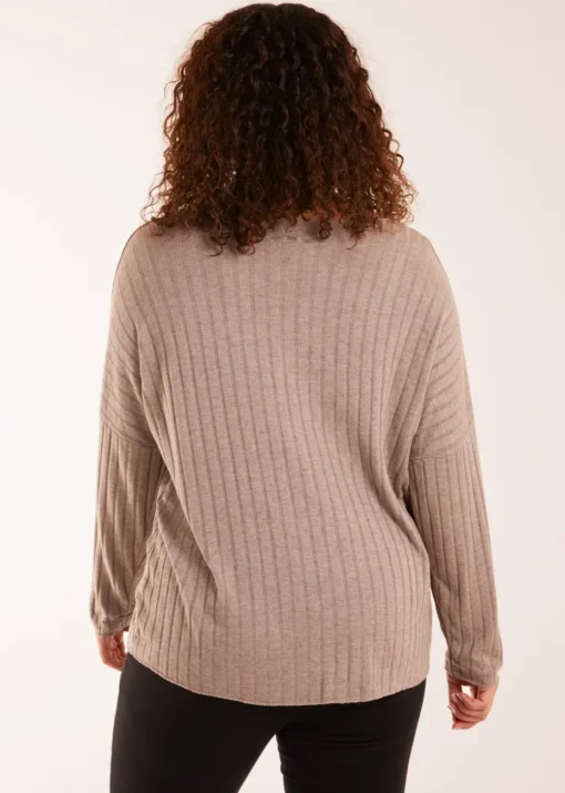 Blue Vanilla Mocha V-Neck Ribbed Jumper