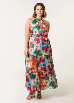 Blue Vanilla Multi Curve Halterneck Midi Dress
