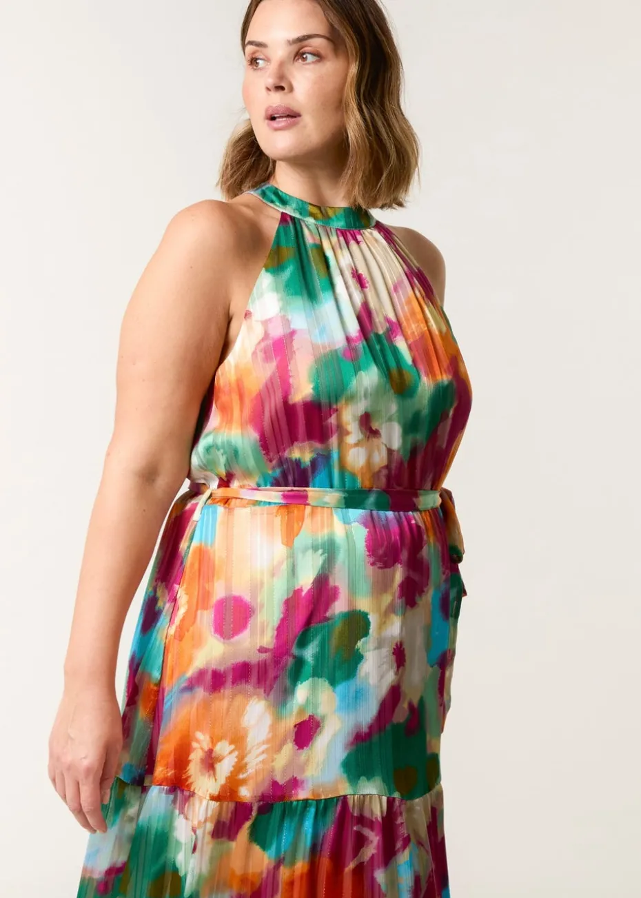 Blue Vanilla Multi Curve Halterneck Midi Dress