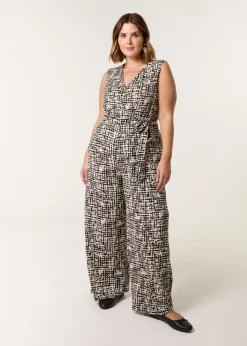 Blue Vanilla Multi Curve Sleeveless Belted Jumpsuit