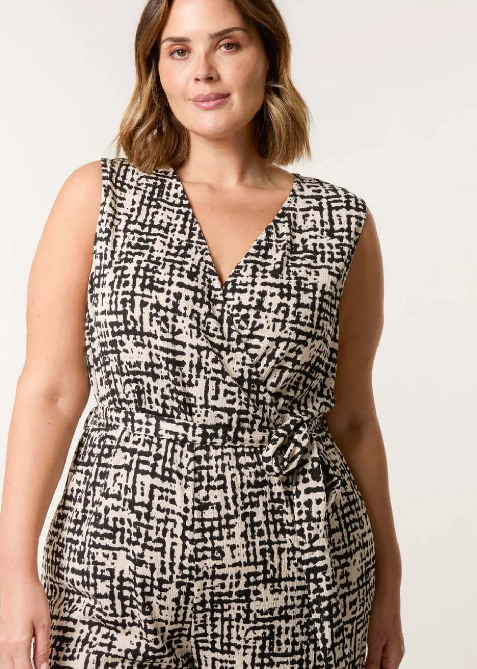 Blue Vanilla Multi Curve Sleeveless Belted Jumpsuit