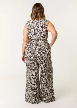 Blue Vanilla Multi Curve Sleeveless Belted Jumpsuit