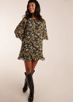 Blue Vanilla Multi Floral Raglan Sleeve Tunic Dress