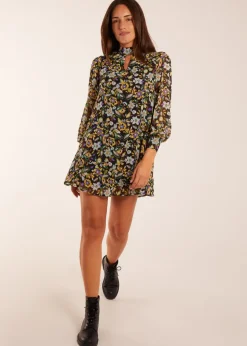 Blue Vanilla Multi High Neck Swing Dress