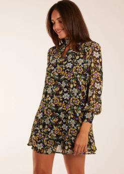 Blue Vanilla Multi High Neck Swing Dress