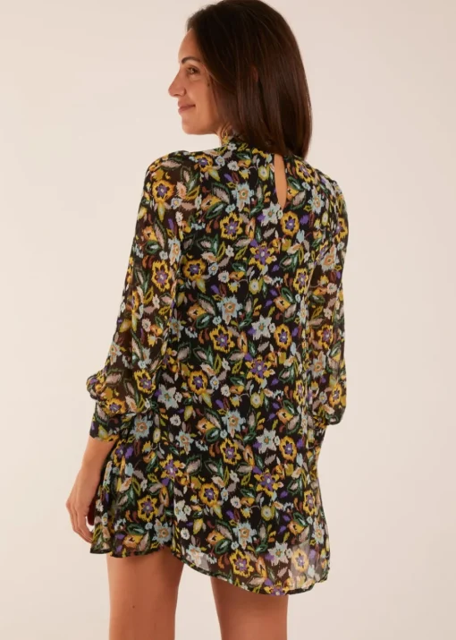 Blue Vanilla Multi High Neck Swing Dress