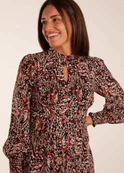 Blue Vanilla Multi High Neck Printed Midi Dress