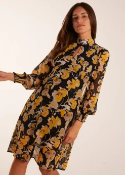 Blue Vanilla Multi Keyhole High Neck Dress