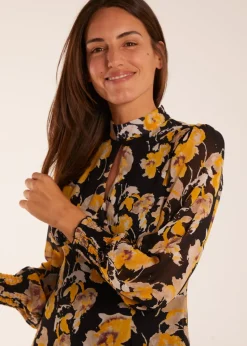 Blue Vanilla Multi Keyhole High Neck Dress