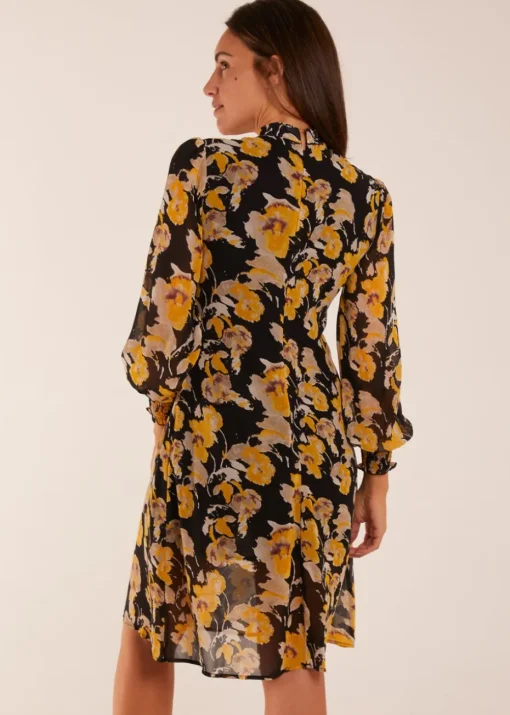 Blue Vanilla Multi Keyhole High Neck Dress