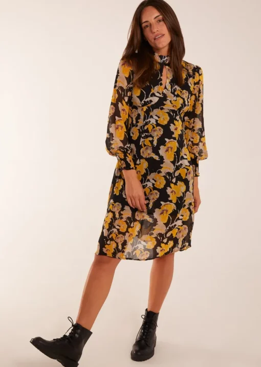 Blue Vanilla Multi Keyhole High Neck Dress