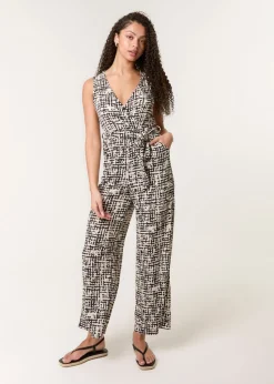 Blue Vanilla Multi Sleeveless Belted Jumpsuit