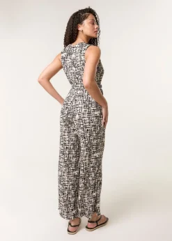 Blue Vanilla Multi Sleeveless Belted Jumpsuit