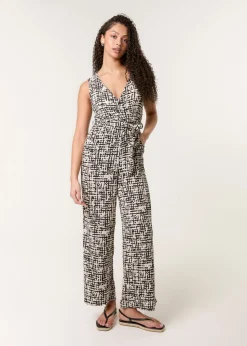 Blue Vanilla Multi Sleeveless Belted Jumpsuit