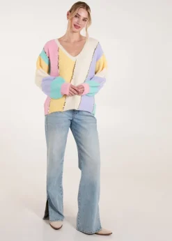 Blue Vanilla Multi Stripe Sequin Detailed Jumper