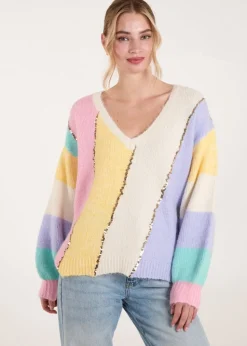 Blue Vanilla Multi Stripe Sequin Detailed Jumper