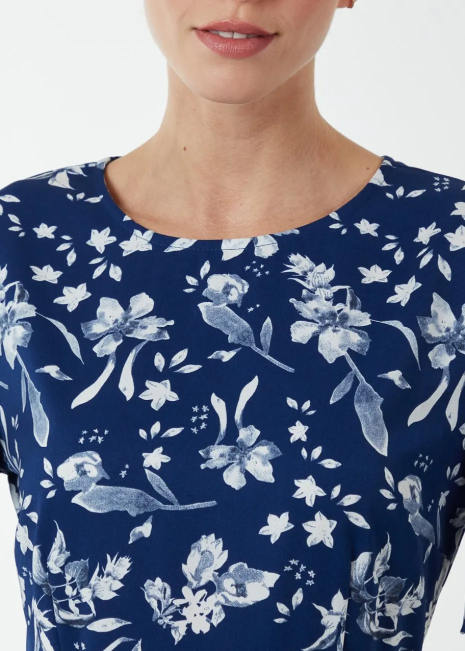 Blue Vanilla Navy Angel Sleeve Asymmetric Tier Midi Dress