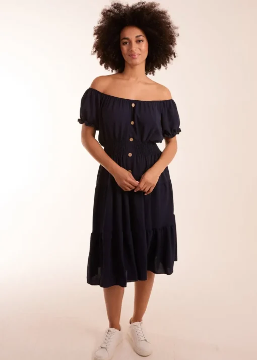 Blue Vanilla Navy Coconut Button Dress