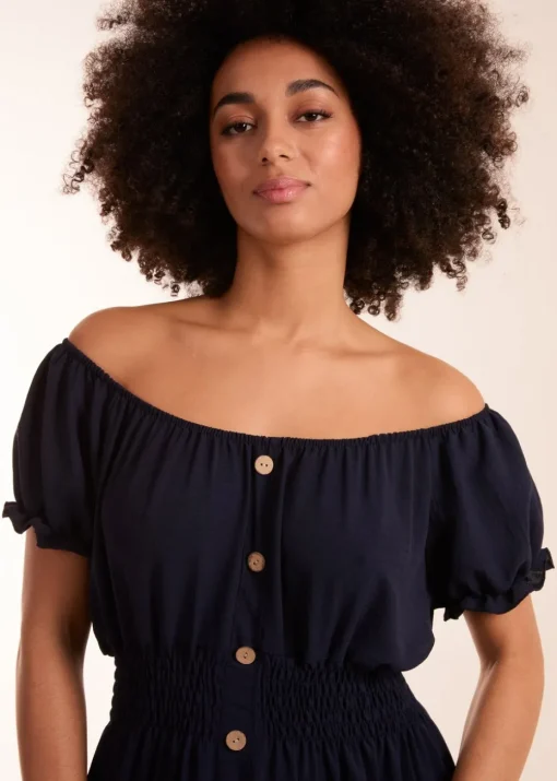 Blue Vanilla Navy Coconut Button Dress