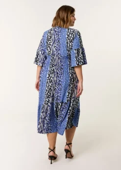 Blue Vanilla Navy Curve Elasticated V Neck Midi Dress