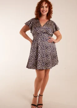 Blue Vanilla Navy Curve Wrap Ruffle Mini Dress