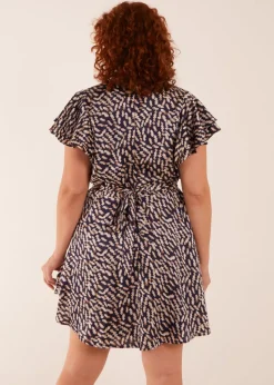 Blue Vanilla Navy Curve Wrap Ruffle Mini Dress