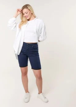 Blue Vanilla Navy Denim Knee Length Shorts