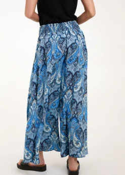Blue Vanilla Navy Embellished Waist Wide Leg Trouser