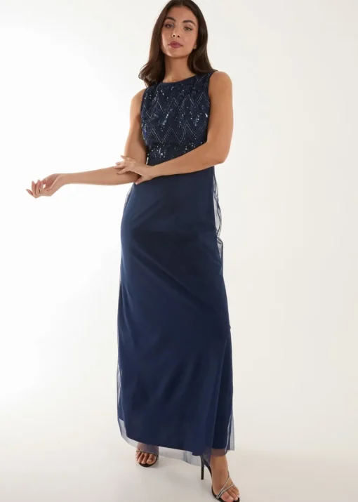 Blue Vanilla Navy Embellished Maxi Dress